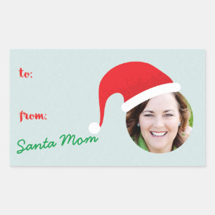 Christmas Crew Santa Hat Photo Holiday Gift Label