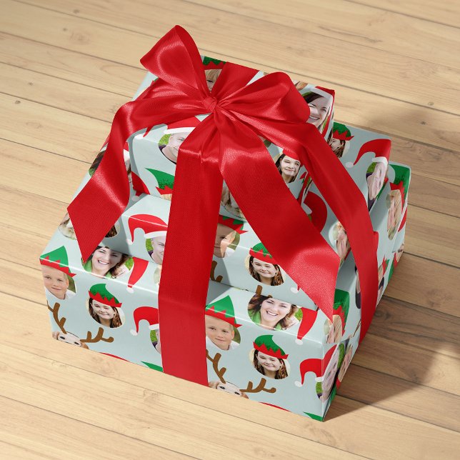 Christmas Crew Six Photo Custom Gift Wrap (Creator Uploaded)