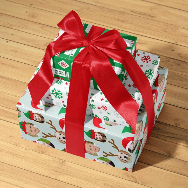 Christmas Crew Six Photo Custom Wrapping Paper Sheet (Creator Uploaded)