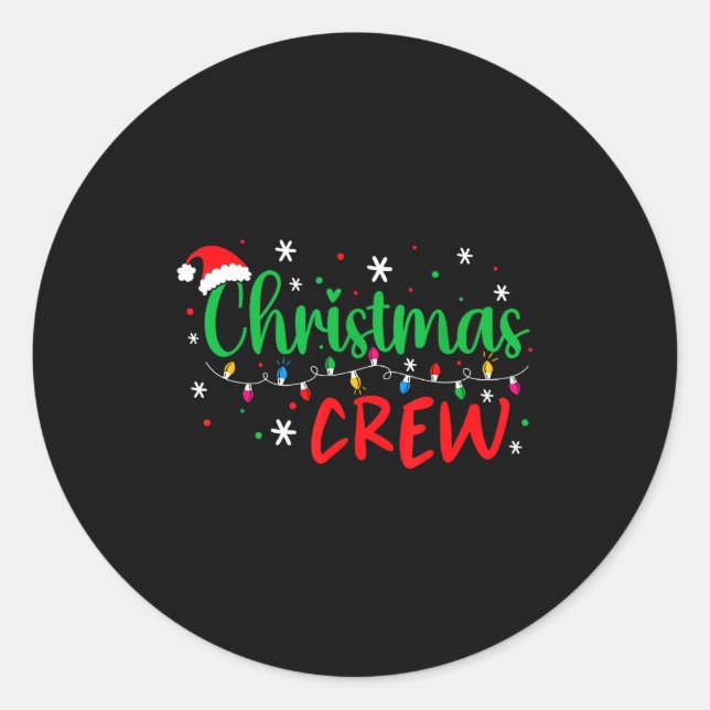 Christmas Crew Xmas Lights Family Matching Pajamas Classic Round Sticker (Front)