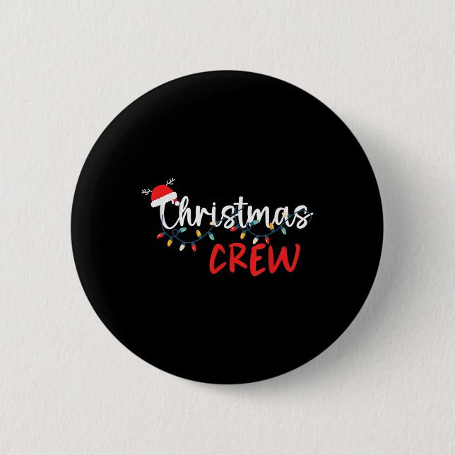 Christmas Crew Xmas Lights Family Matching Pyjamas 6 Cm Round Badge (Front)