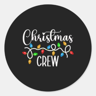 Christmas Crew Xmas Lights Family Matching Pyjamas Classic Round Sticker