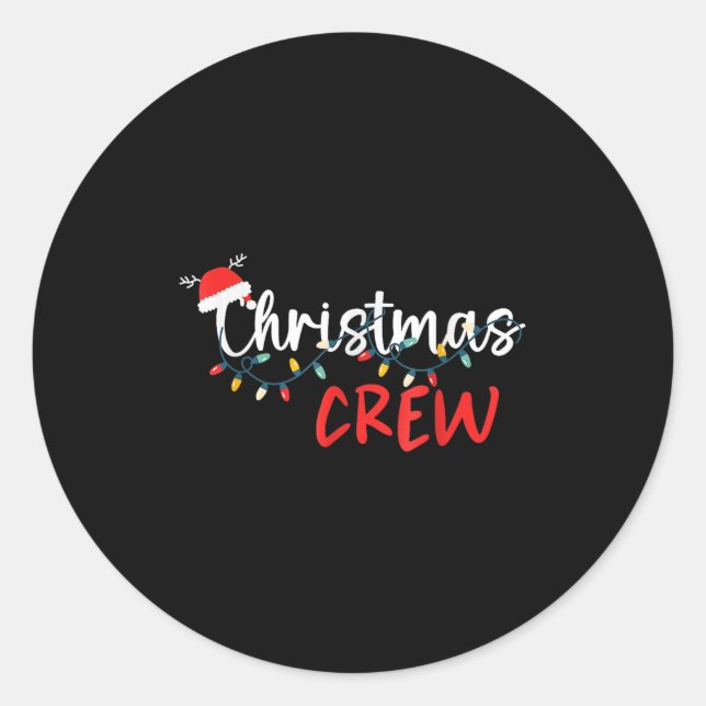 Christmas Crew Xmas Lights Family Matching Pyjamas Classic Round Sticker (Front)