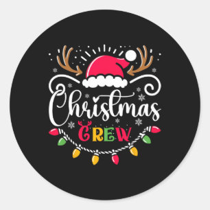 Christmas Crew Xmas Lights Family Matching Pyjamas Classic Round Sticker