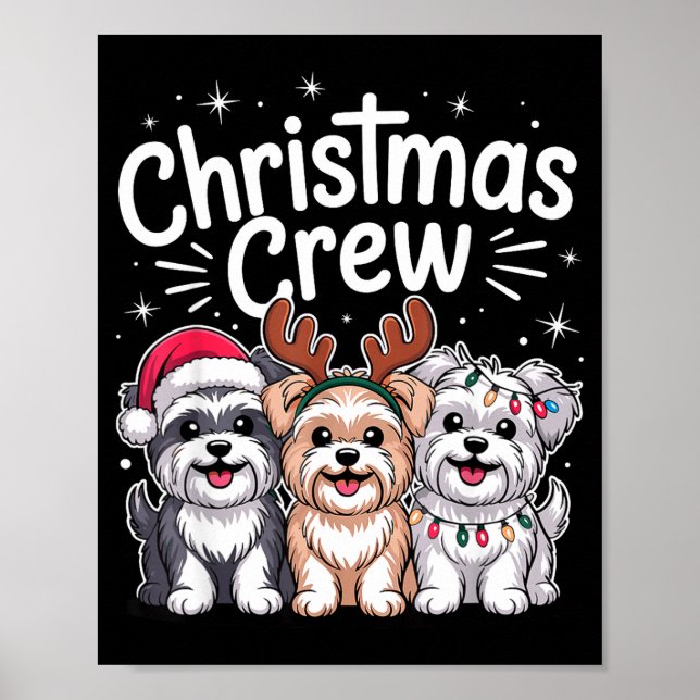 Christmas Crew Xmas Puppy Dog Breed Funny Christma Poster (Front)