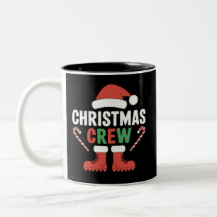 Christmas Crew Xmas Tree Holiday Matching Family Two-Tone Coffee Mug