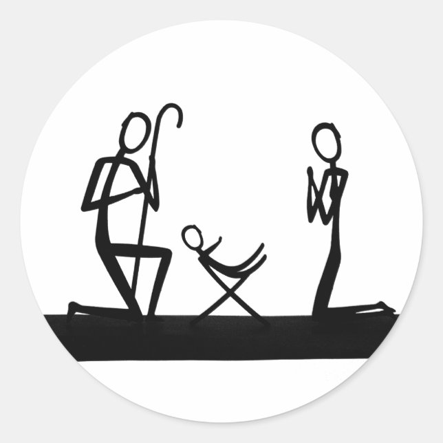 Christmas crib classic round sticker (Front)