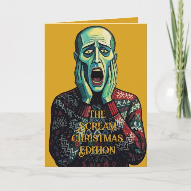 Christmas Crisis - Edvard Munch Seasonal Sweater Card (Front)