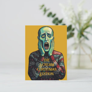 Christmas Crisis - Edvard Munch Seasonal Sweater Postcard