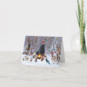 Christmas Critters forest party card