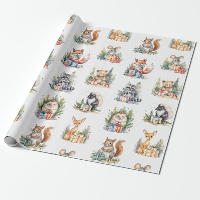 Christmas Critters Wrapping Paper (Unrolled)