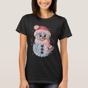 Christmas Crochet Faux Yarn Crochet Snowman Funny  T-Shirt