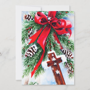 Christmas cross and bow budget  holiday card