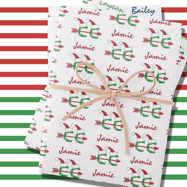 Christmas © Cross Country Running Add Names Wrapping Paper Sheet (In situ)