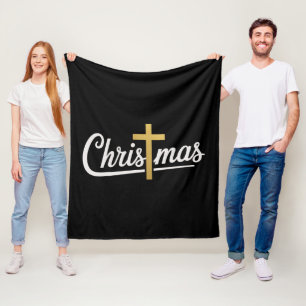 Christmas Cross Family Matching Jesus Gift Idea Fleece Blanket