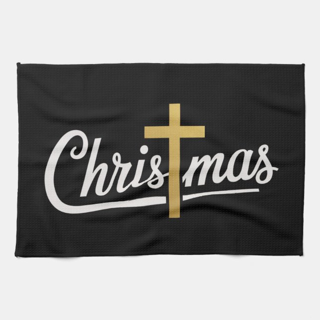 Christmas Cross Family Matching Jesus Gift Idea Tea Towel (Horizontal)