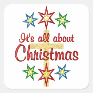 Christmas Cross Square Sticker