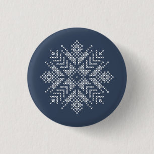 Christmas cross stitch snowflake design 3 cm round badge