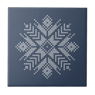 Christmas cross stitch snowflake design ceramic tile