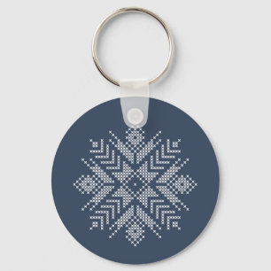 Christmas cross stitch snowflake design key ring