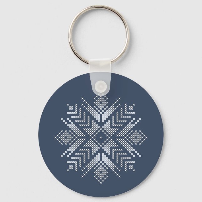 Christmas cross stitch snowflake design key ring (Front)