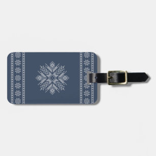 Christmas cross stitch snowflake design luggage tag