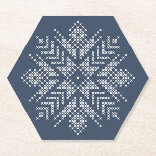 Christmas cross stitch snowflake design paper coaster
