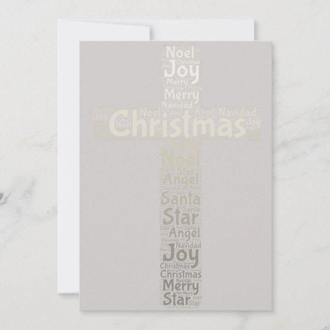 Christmas Cross Typography Invitation (Front)