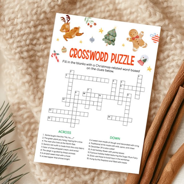 Christmas Crossword Puzzle Game Holiday Card (Christmas Party Games )