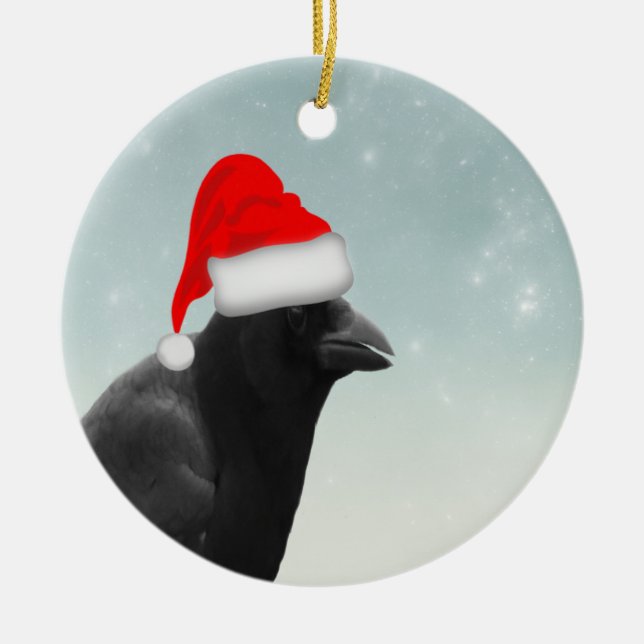 Christmas Crow Ceramic Ornament (Front)