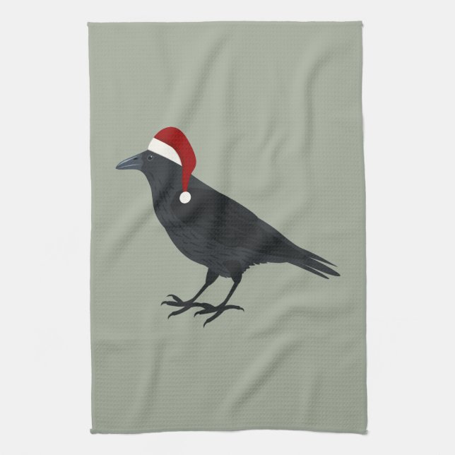 Christmas Crow Tea Towel (Vertical)