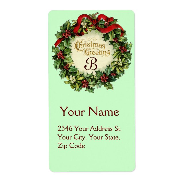 CHRISTMAS CROWN WITH MISTLETOES AND HOLLY BERRIES (Front)