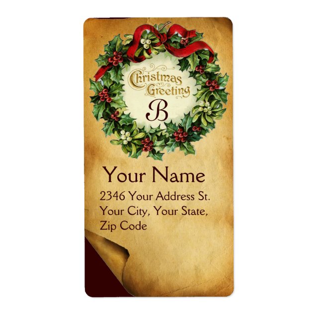 CHRISTMAS CROWN WITH MISTLETOES AND HOLLY BERRIES (Front)