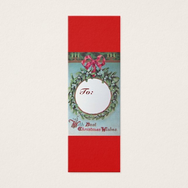 CHRISTMAS CROWN WITH MISTLETOES AND RED RIBBON (Front)