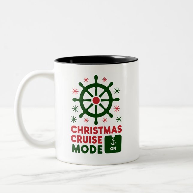 Christmas Cruise Mode On Ship Christmas 2024 Two-Tone Coffee Mug (Left)