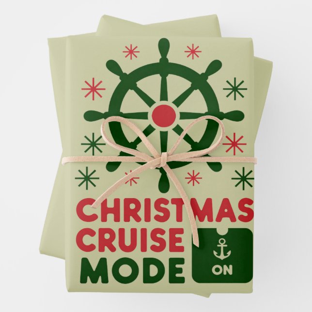 Christmas Cruise Mode On Ship Christmas 2024 Wrapping Paper Sheet (In situ)