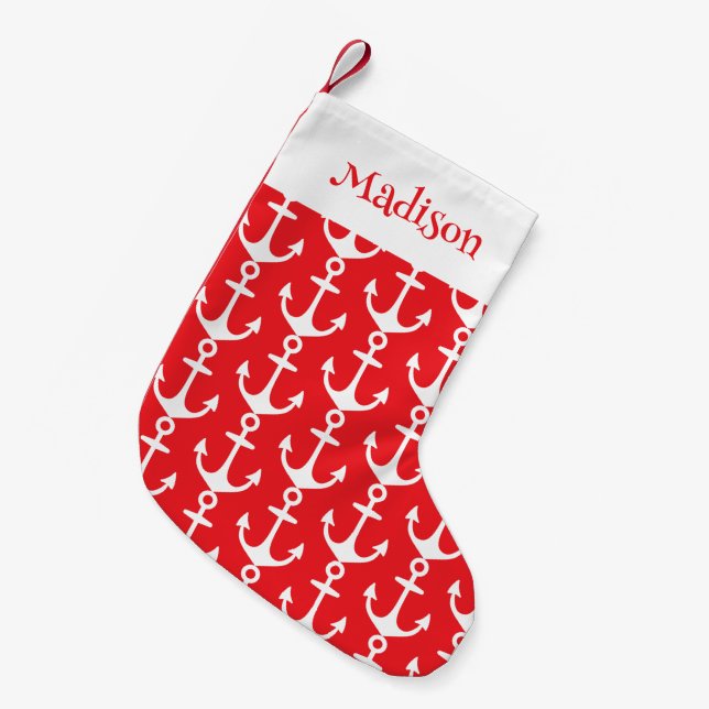 Christmas Cruise Ships Anchors Small Christmas Stocking (Front (Hanging))