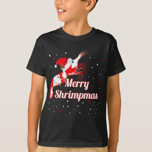 Christmas Crystal Cherry Shrimp Santa Hat Holiday  T-Shirt