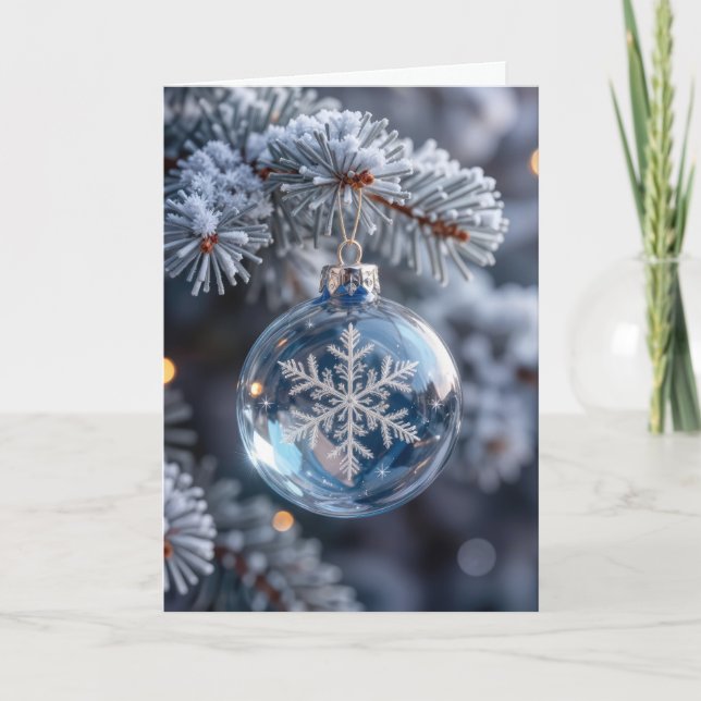 Christmas Crystal Snowflake Ornament Card (Front)