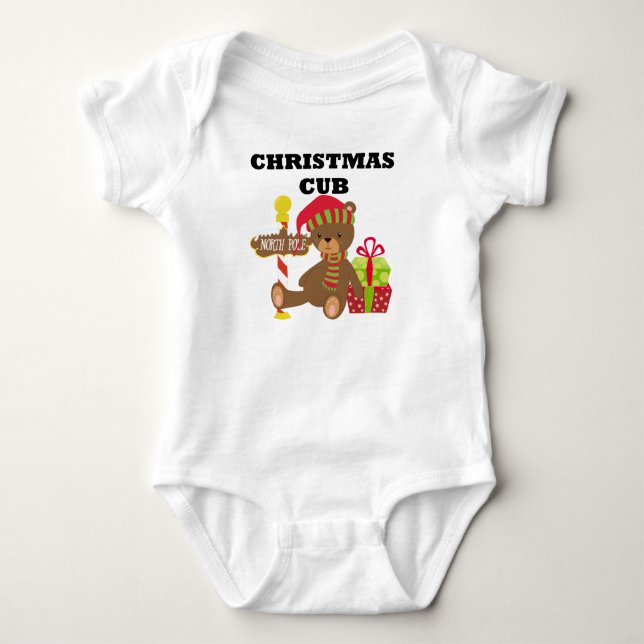 Christmas Cub Baby Bodysuit (Front)