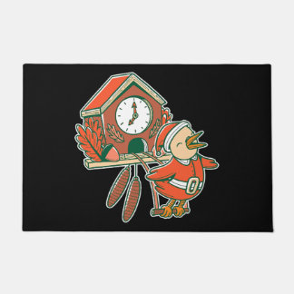 Christmas cuckoo clock, Black Forest bird Xmas Doormat