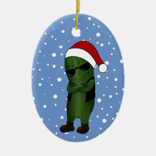 Christmas Cucumber Ceramic Ornament