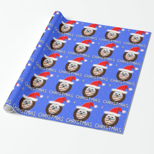 christmas cuddle hedgehog wrapping paper (Unrolled)