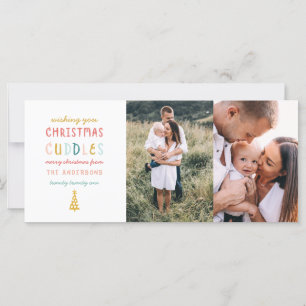 Christmas cuddles two photo family holiday card