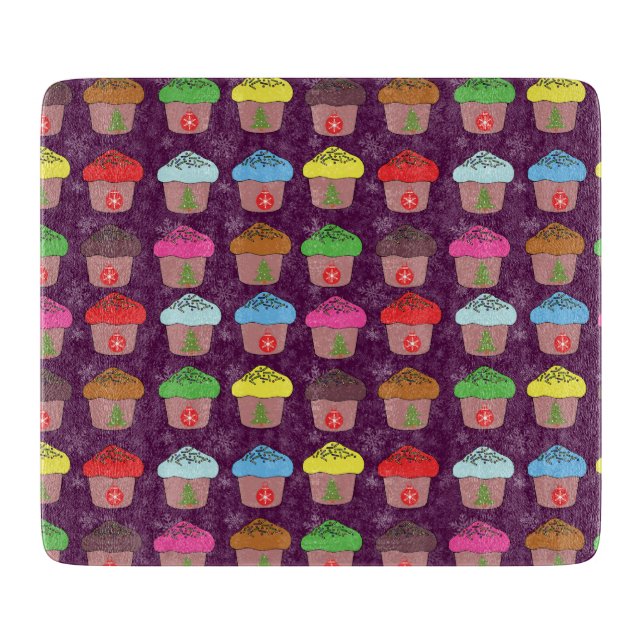Christmas cup cakes cutting board (Front)
