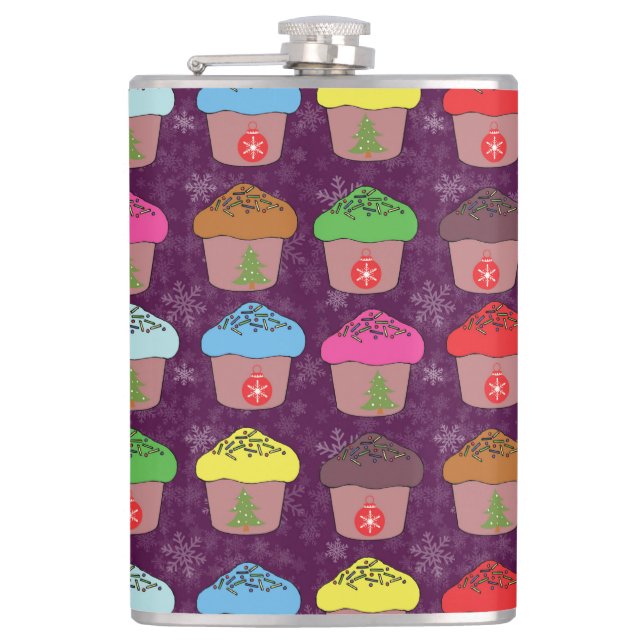 Christmas cup cakes hip flask (Front)