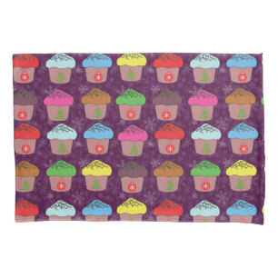 Christmas cup cakes pillowcase