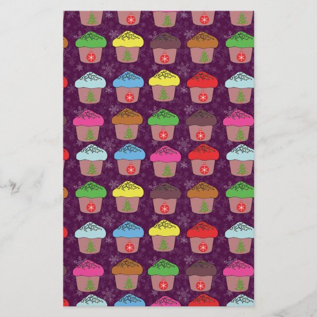 Christmas cup cakes stationery (Front)