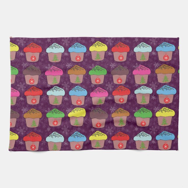 Christmas cup cakes tea towel (Horizontal)