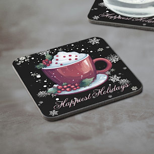 Christmas Cup of Hot Chocolate   Black Coaster